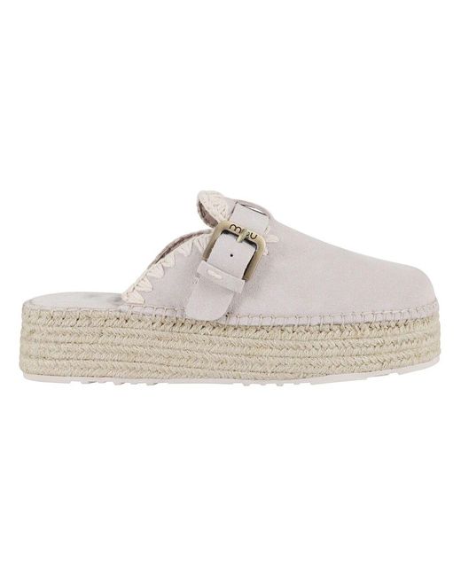 Mou White Jute clog wildleder plateau sandale