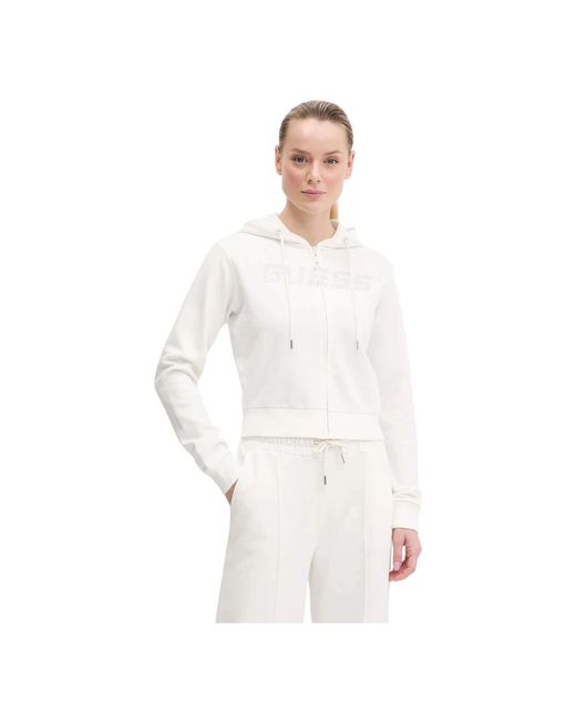 Guess Primula Rits Hoodie in het White