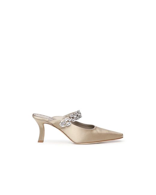 Manolo Blahnik White Heeled Mules