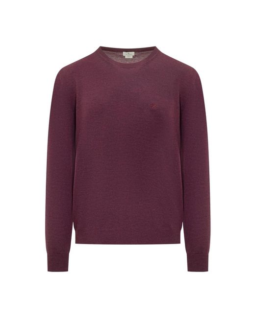 Etro Purple Round-Neck Knitwear for men