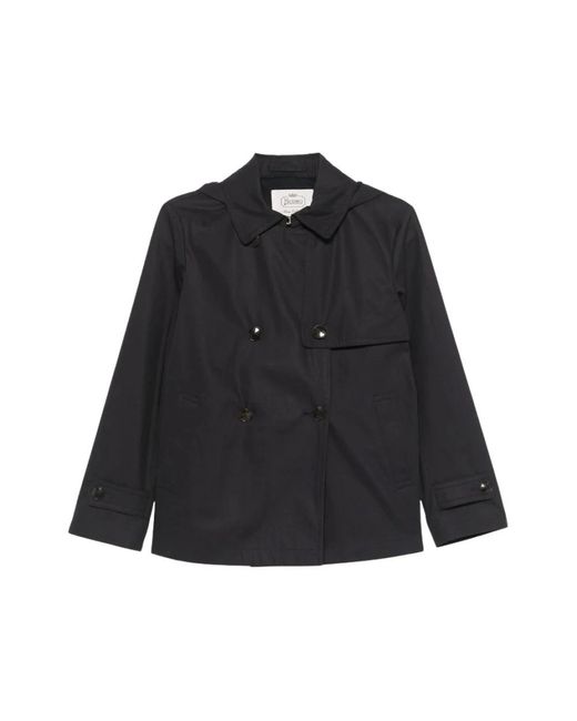 Herno Jassen ,Blauw ,Katoen Hooded Trench Coat in het Black