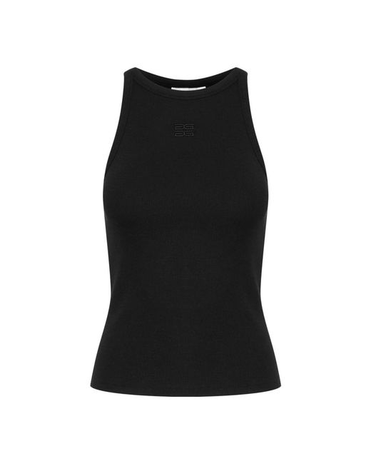 Gestuz Tops ,Zwart ,Katoen Logo Tank Top Slim-Fit in het Black