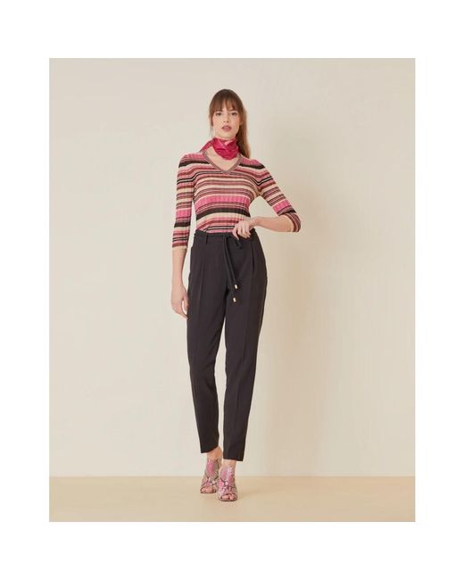 Manila Grace Black Slim-Fit Trousers