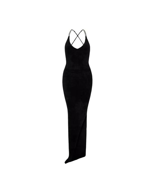 David Koma Kleedjes ,Zwart ,Nylon Zwarte Asymmetrische Jurk Met Kettingdetail in het Black