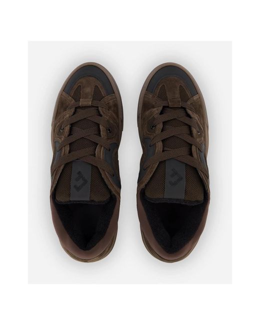 flâneur Brauner Leder-Sneaker Mit Mesh in Brown für Herren