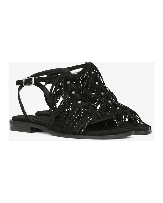 Ash Black Flat Sandals