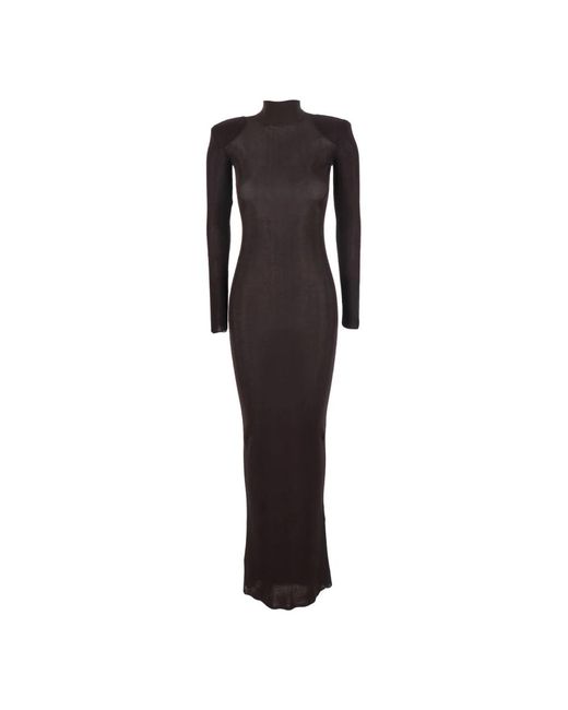 Self-Portrait Black Braunes Viskose Strick Maxikleid