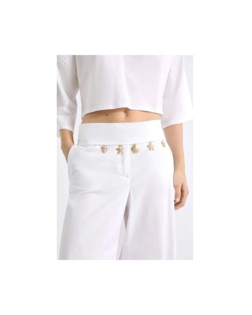Marella White Wide Trousers