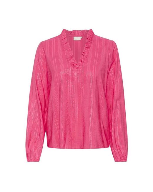 Kaffe Pink Feminine himbeerbluse mit rüschen-detail