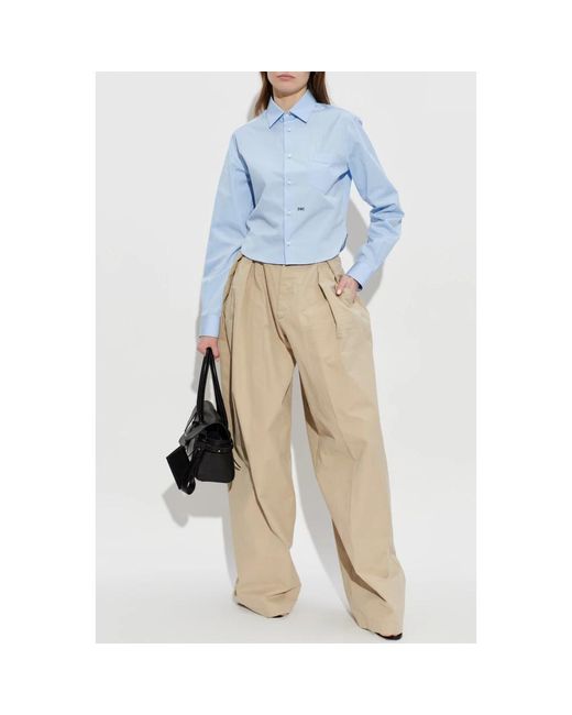DSquared² Pleated Palazzo Pants in het Natural