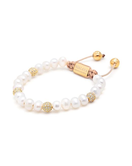 Nialaya Metallic `s beaded bracelet with pearl and gold