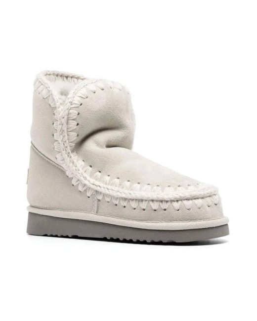 Mou Gray Silberne Schafleder Stiefeletten