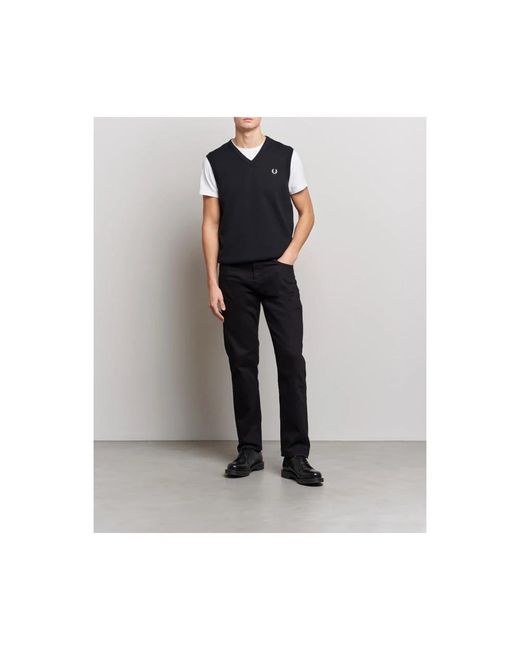 Fred Perry V-Neck Truien in het Black voor heren