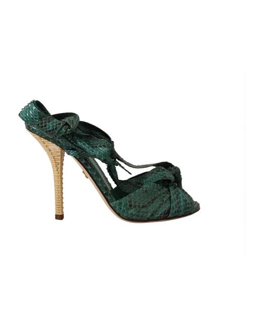Dolce & Gabbana Green Smaragd exotische leder high heels sandalen