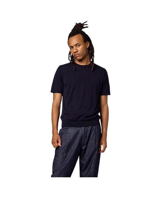 Alpha Studio Blue Round-Neck Knitwear for men