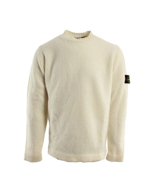 Stone Island White Round-Neck Knitwear for men