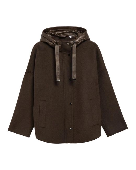 Comma, Jassen ,Bruin ,Leer Cape Jacket in het Brown