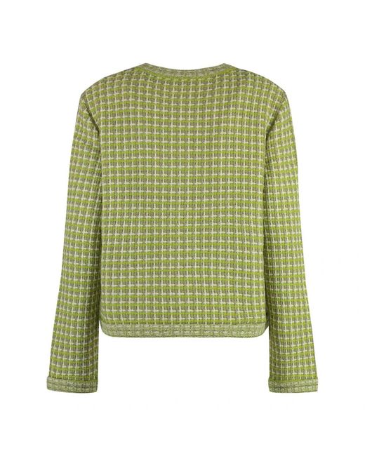 Tory Burch Green Jacquard-strickjacke mit taschen