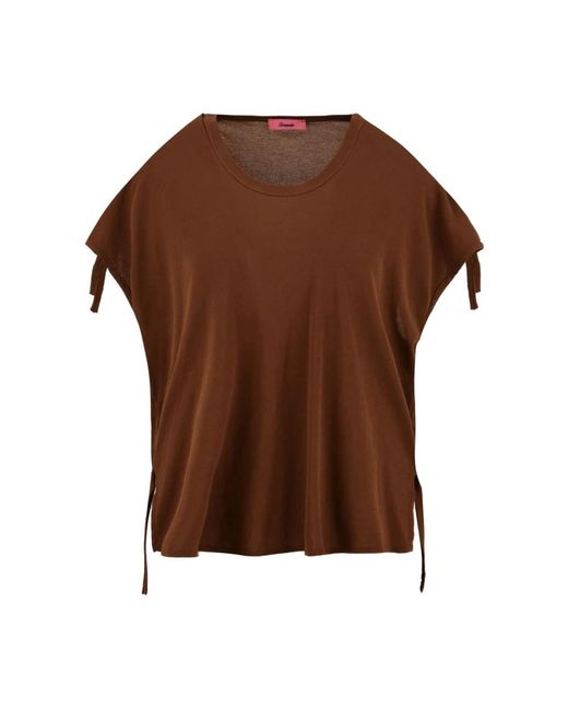 Drumohr Tops ,Bruin ,Minimalistische Veelzijdige T-Shirt Voor Vrouwen in het Brown