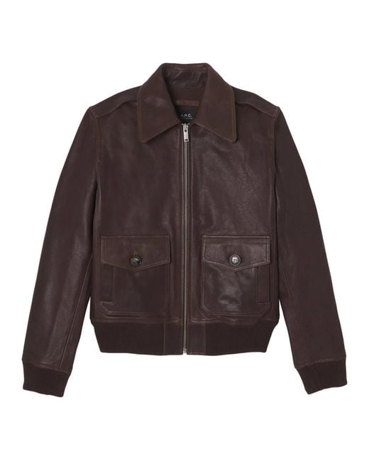 Leather Jackets A.P.C. de color Brown