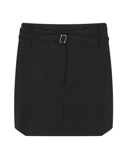 Max Mara Wollen Canvas Mini Rok Met Zakken in het Black