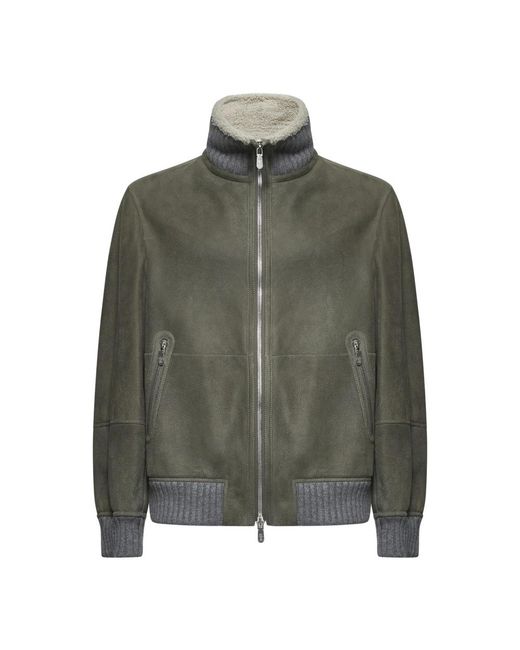 Brunello Cucinelli Green Faux Fur & Shearling Jackets for men