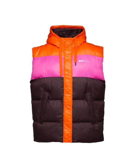 OOF WEAR Jassen ,Veelkleurig ,Nylon Kleur Blok Hooded Nylon Gilet in het Pink