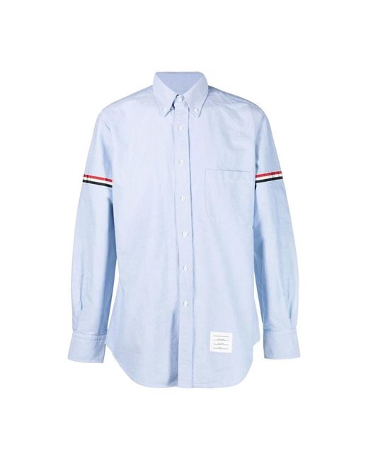 Thom Browne Blue 4-Bar Oxford Shirt for men
