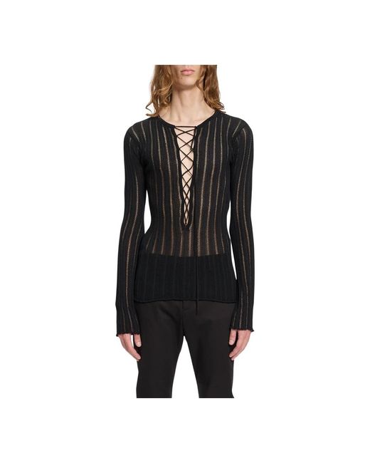 Ann Demeulemeester Black Round-Neck Knitwear