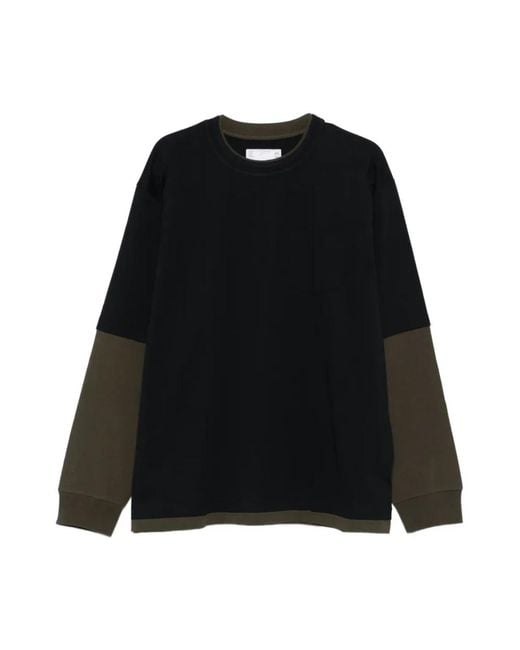 Sacai Black Long Sleeve T-Shirts for men
