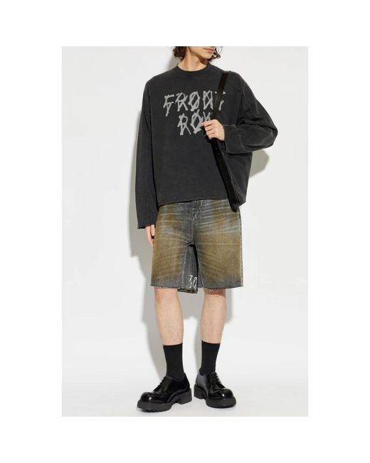 44 Label Group Gray Denim Shorts for men