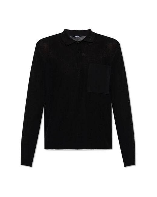 Jacquemus Tops ,Blauw ,Katoen Tricot Polo in het Black voor heren