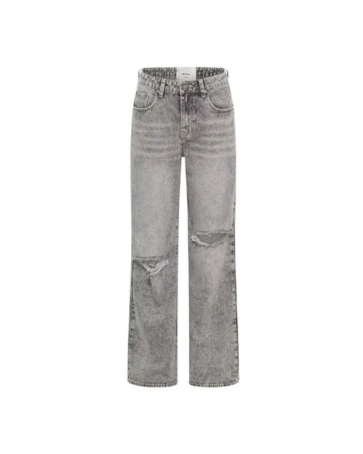 One Teaspoon Gray Graue wide leg distressed jeans