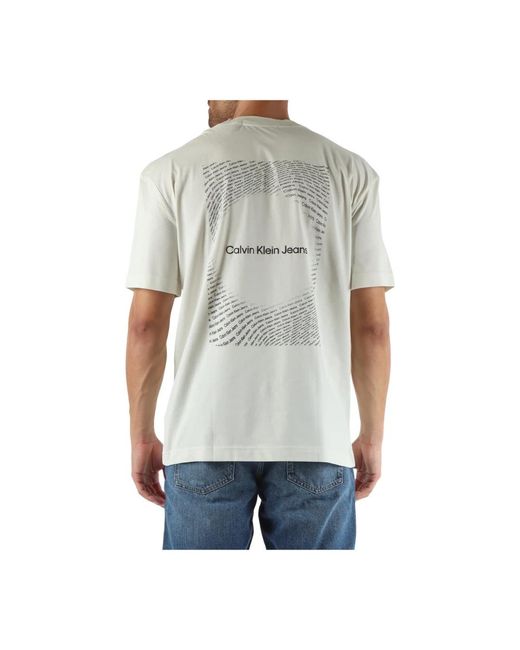Calvin Klein Baumwoll-logo-geprägtes rundhals-t-shirt in Gray für Herren