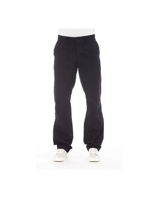 Alpha Studio Blue Straight Trousers for men