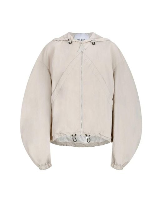 The Attico Witte Ice Hooded Bomber Jacket in het Gray