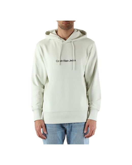 Calvin Klein Baumwoll-hoodie mit logodruck in Gray für Herren