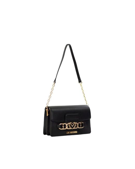 Moschino Black Schwarze schultertasche elegant modisch