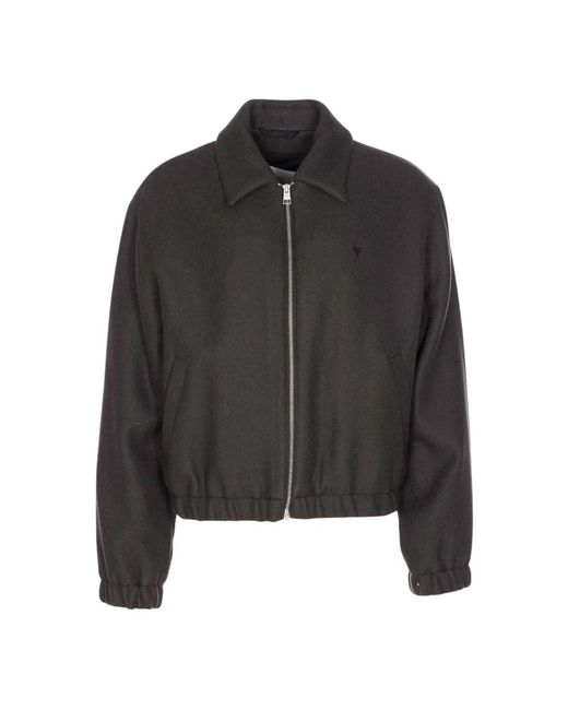 AMI Jassen ,Grijs ,Wol Ami De Coeur Zipped Jacket in het Black voor heren