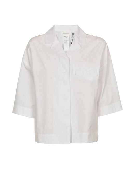 Camisa de popelina de algodón blanco con adornos de cristal Sportmax de color White