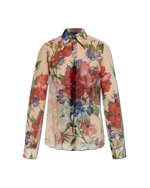 Dolce & Gabbana Overhemden ,Veelkleurig ,Zijden Blouse in het Multicolor