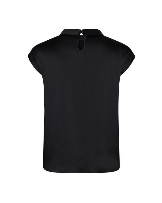Neo Noir Overhemden ,Zwart ,Satijn Zwarte Satijnen Drapy Blouse Met Knoopdetail in het Black