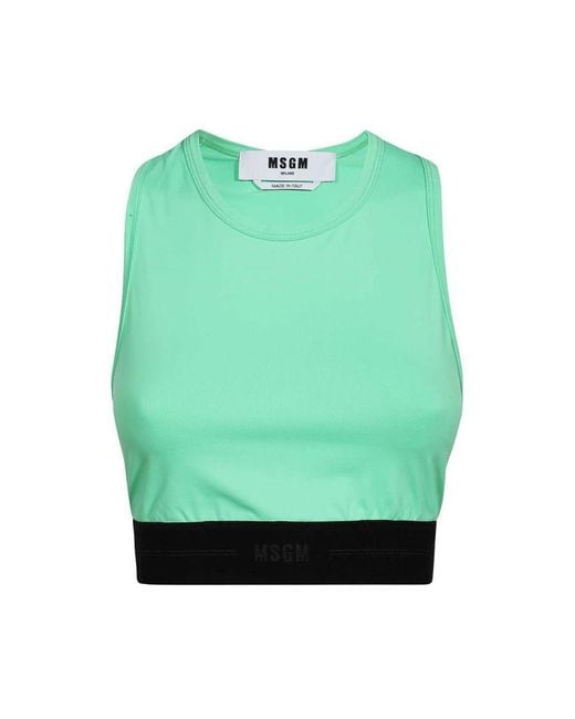 MSGM Tops ,Groen ,Sportieve Tanktop Met Elastische Tailleband in het Green