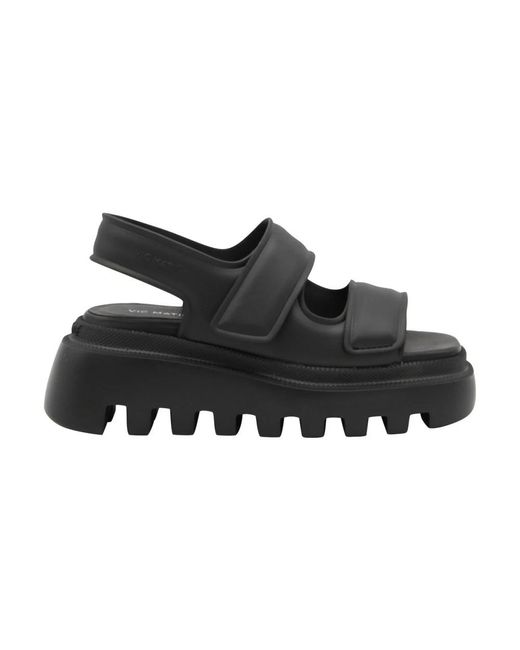 Vic Matié Black Flat Sandals