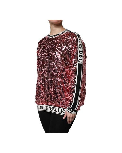 Dolce & Gabbana Red Round-Neck Knitwear