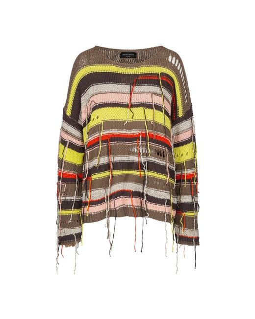 Roberto Collina Multicolor Baumwoll- Und Leinenstrickpullover