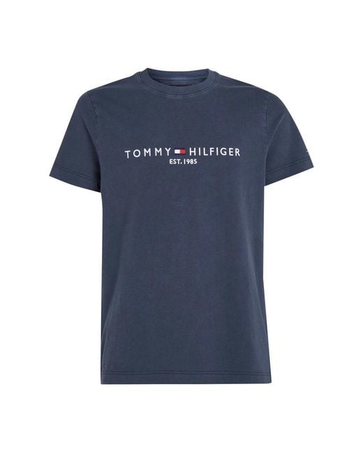 Tommy Hilfiger Stilvolles garment dye t-shirt in Blue für Herren