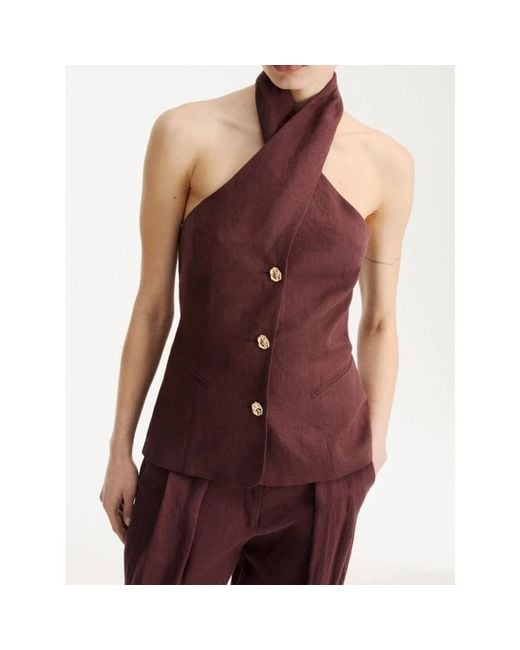 Marella Brown Sleeveless Tops