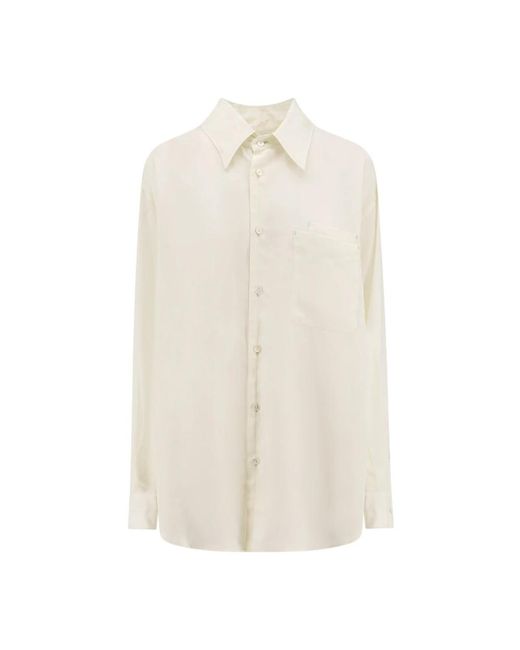 Camisa oversize de lyocell con cuello puntiagudo Lemaire de color White
