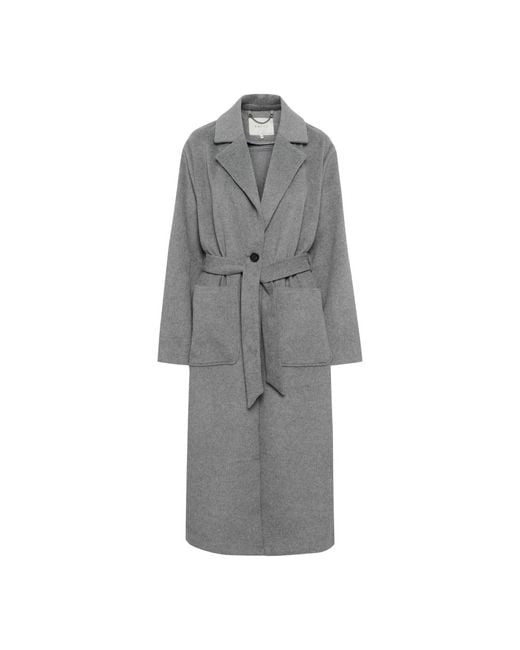 Belted Coats Kaffe de color Gray